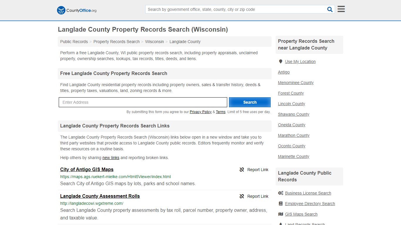 Property Records Search - Langlade County, WI (Assessments ...